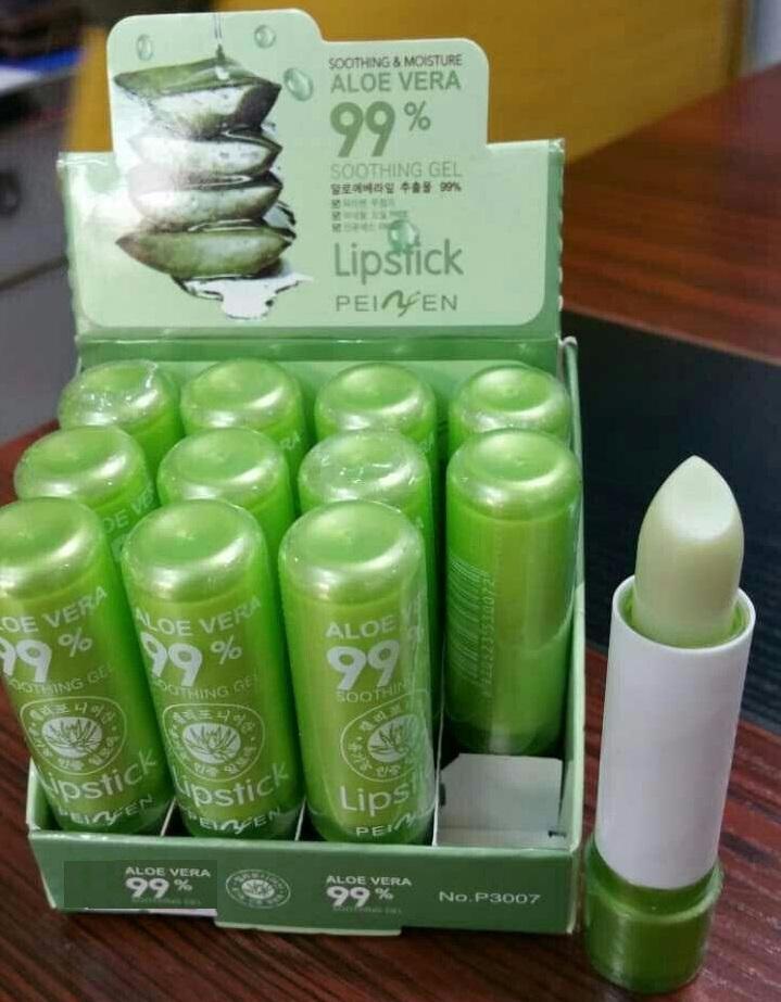 12pcs Aloe Vera 99% Soothing Moisture green Lipstick Lip Balm 