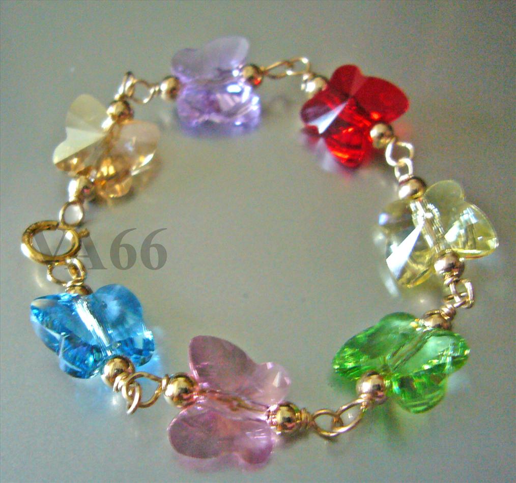 14K Gold Swarovski Baby Bracelet Suasa Butterfly 14K Gold Swarovski Baby Bracelet Suasa Butterfly