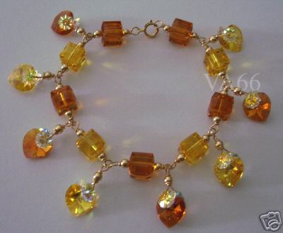 14K Gold Swarovski Bracelet Topaz Lt Topaz Suasa 14K Gold Swarovski Bracelet Topaz Lt Topaz Suasa