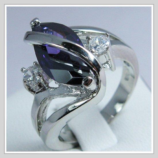 New!!! 18K White Gold Wedding Band Gp Alexandrite Ring