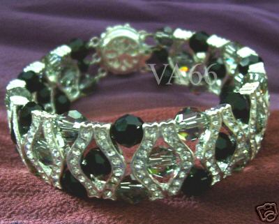 18KWGP Rhinestone Diamond Swarovski Crystal Bracelet Jet Black 18KWGP Rhinestone Diamond Swarovski Crystal Bracelet Jet Black