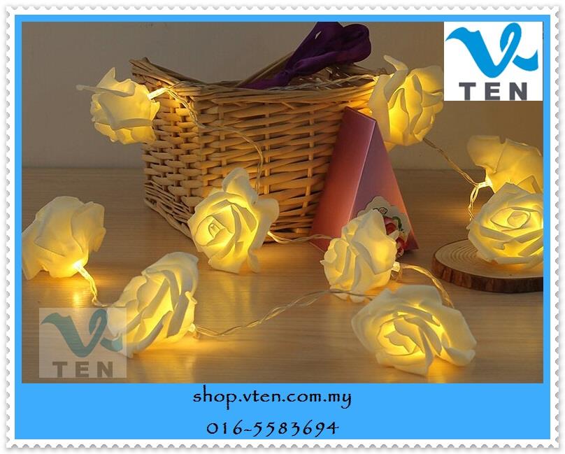 20 LED Lighting Holiday Romantic Rose Flower Fairy String Use Battery