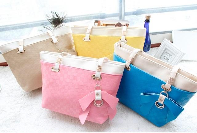 2013 New Korea Fashion Ribbon Candy Color Ladies Handbag