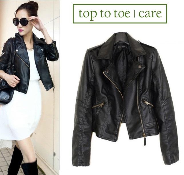 2014 Spring Autumn Women Motorcycle PU Leather Jacket Coat