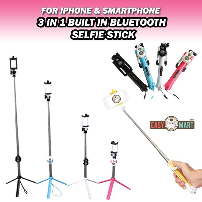 3 in 1 Built in Bluetooth Selfie Stick Monopod Tripod for Smartphone 3 in 1 Built in Bluetooth Selfie Stick Monopod Tripod for Smartphone