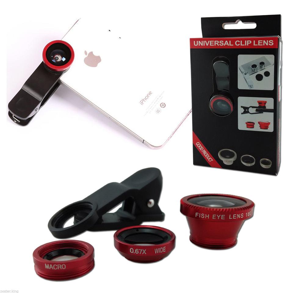 3 in 1 (Fish-Eye, Macro & Wide angle) Universal Mobile Phone Lens Set