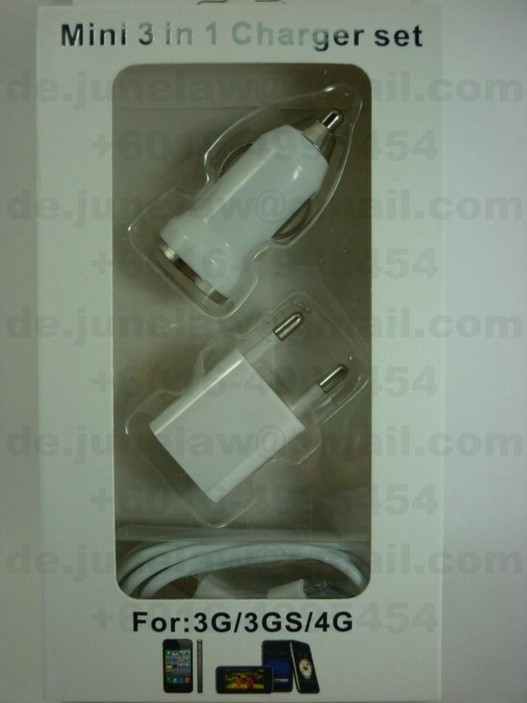 3 in 1 travel & car Charger for Apple iPhone 4S 4 3G 3Gs New Ipad 3 3 in 1 travel & car Charger for Apple iPhone 4S 4 3G 3Gs New Ipad 3
