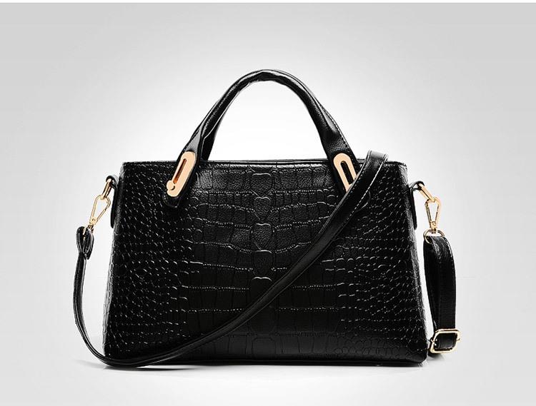 3 Piece Set of Faux Crocodile Leather Bag