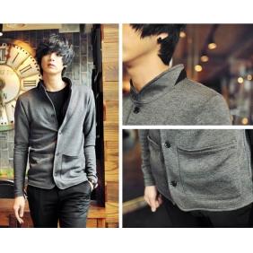 [39443] Korean Slim Fit Cotton Knitted Men's Suit Jacket