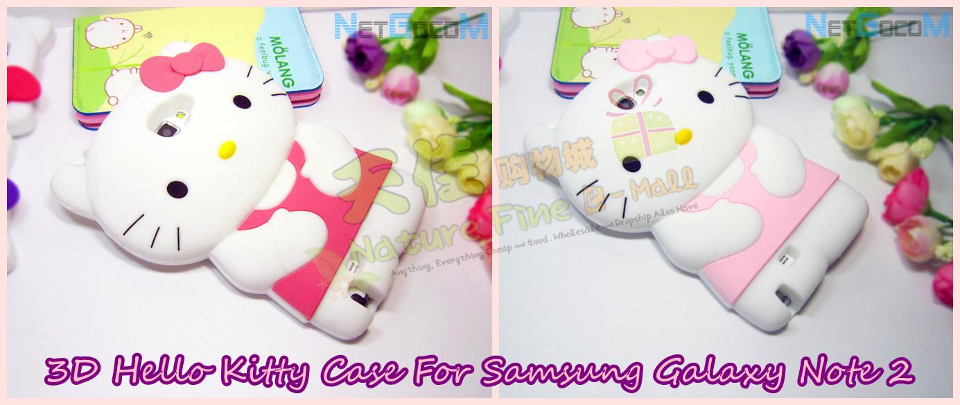 3D Hello Kitty Soft Silicone Case For Samsung Galaxy Note 2