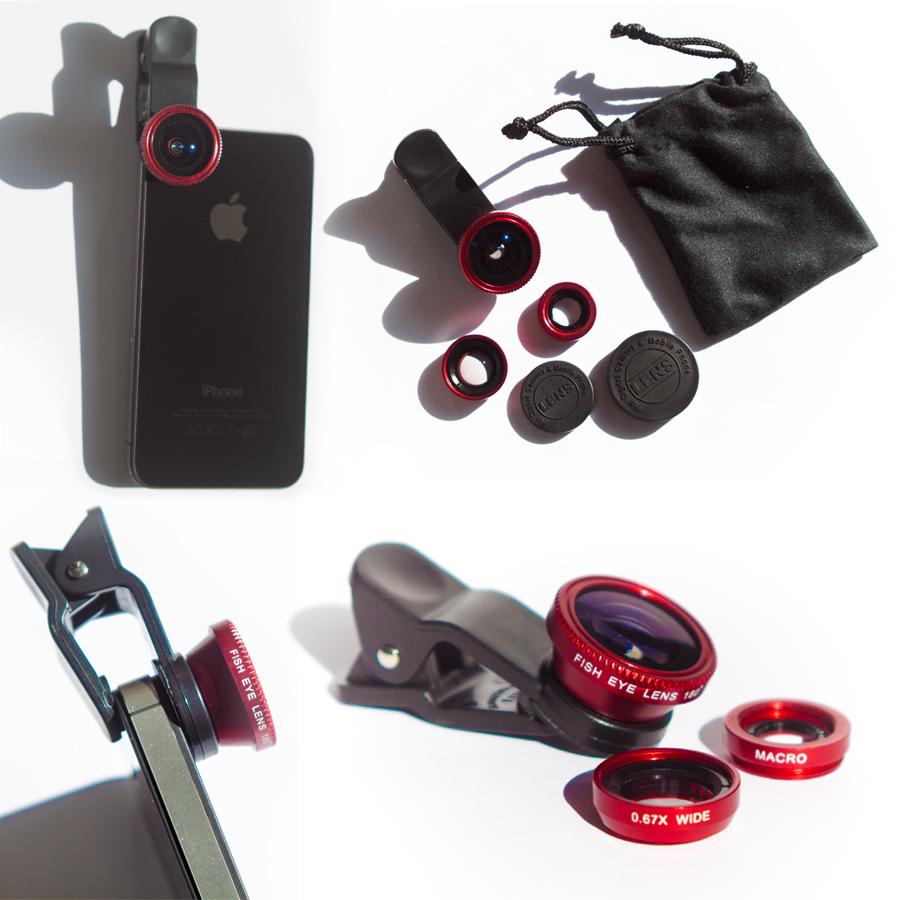 3in1 Super Wide Angle + Macro + Fish Eye Universal Clip Camera Lens