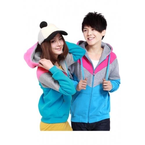 [46603] Korean Casual Mixed Colors Couple Unisex Sweater Jacket