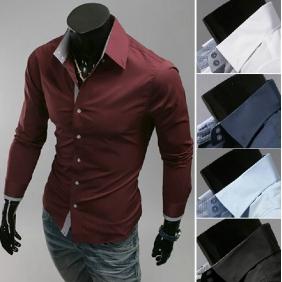 [5518]Korean Influx Men's Personalized Design Buckle Slim Fit Shirts