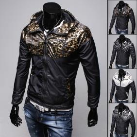 [5670]Men's Stitching Brilliant Pattern Slim Fit Casual Jacket
