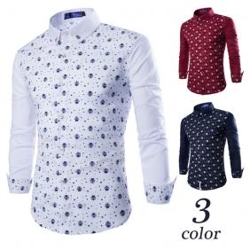 [5732]European Men's Skull Stars Casual Long-Sleeved Shirt