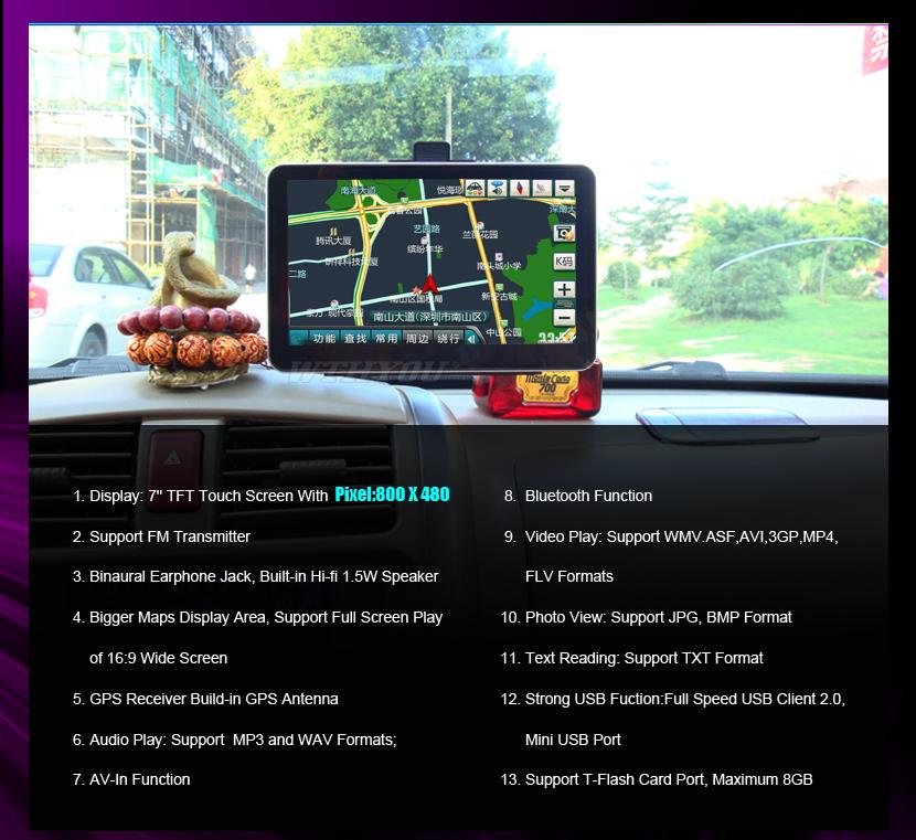 7.0 INCH BLUETOOTH GPS HIGH RESOLUTION 800x480 ATLAS V 600 MHZ WINCE 6.0+4GB 7.0 INCH BLUETOOTH GPS HIGH RESOLUTION 800x480 ATLAS V 600 MHZ WINCE 6.0+4GB