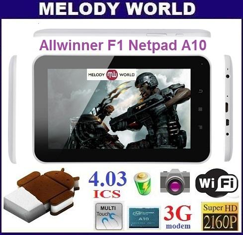 8GB Allwinner A10 F1 Netpad Momo9 MID Android 4.0 Tablet PC 1.5Ghz (Bl