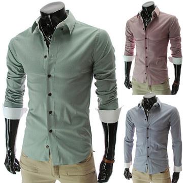 [90106]Men's Fashion Striped Long-sleeved Shirt