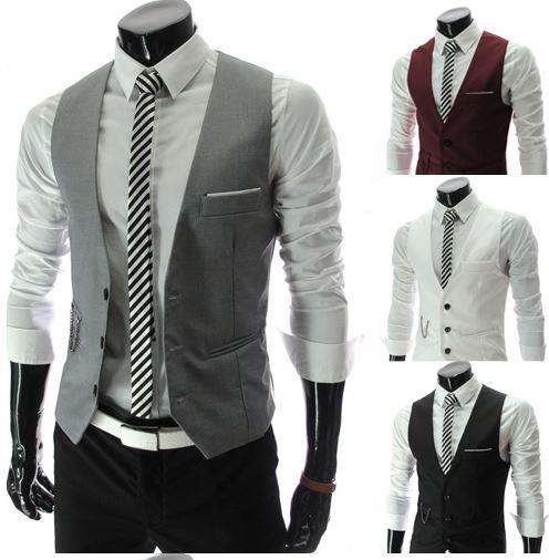 [9187]Korean Fashion Slim Fit V-Neck Vest Waist Coat