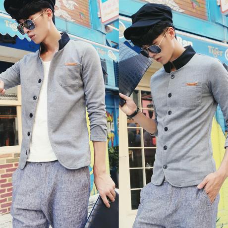 [9224]Korean Classic Slim Fit Stand Collar Casual Suit Jacket