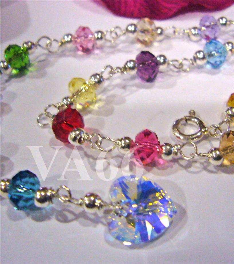 925 Sterling Silver Swarovski 5040 6mm donut rondelle Anklet 24 Colour.. 925 Sterling Silver Swarovski 5040 6mm donut rondelle Anklet 24 Colour..