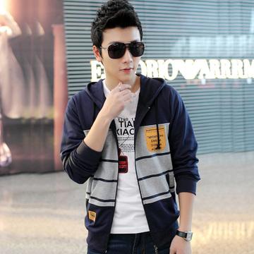 [9618]Korean Slim Fit Casual Men's Mixed Colors Hooded Jacket