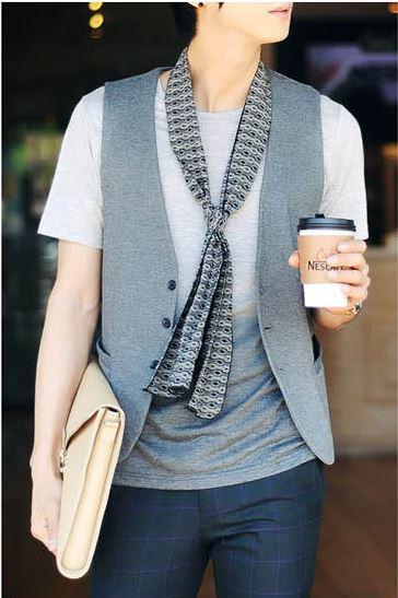 [9692]Korean Knitted Men's Fashion Casual Slim Fit Waistcoat Vest