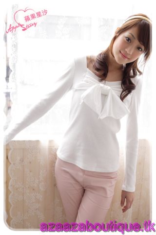 ♥Aza Aza♥ |FreePostage| Big Ribbon Blouse- White