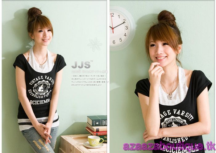 ♥Aza Aza♥ |FreePostage| Fake 2-Piece Blouse- Black