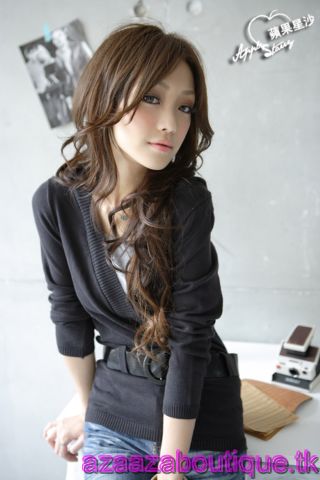 ♥Aza Aza♥ |FreePostage| Hood Blouse with Belt- Black
