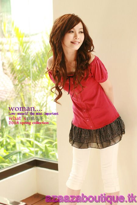 ♥Aza Aza♥ |FreePostage| T-Neck Blouse- Red