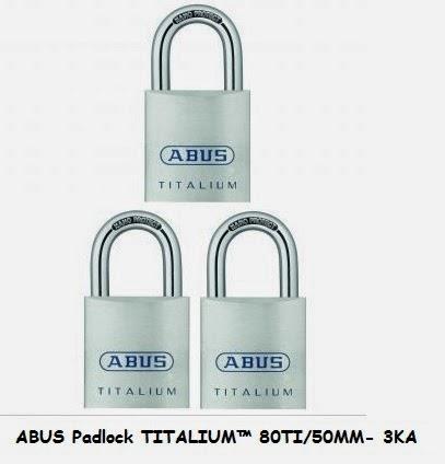 ABUS Padlock TITALIUM™ 80TI/50MM Keyed Alike KA3 ABUS Padlock TITALIUM™ 80TI/50MM Keyed Alike KA3