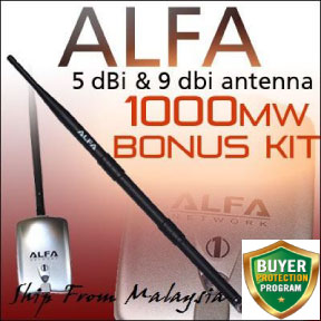 Alfa AWUS036H 1000mW Usb Wifi + Y Cable + Mount + Clip 100% Original..