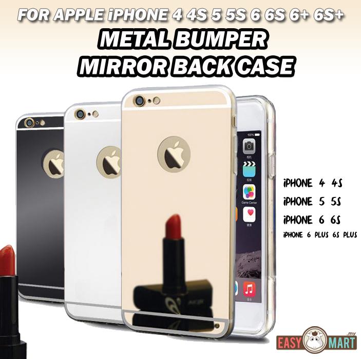 Apple iPhone 4 4S 5 5S 6 6S Plus Mirror Metal Bumper Case Casing