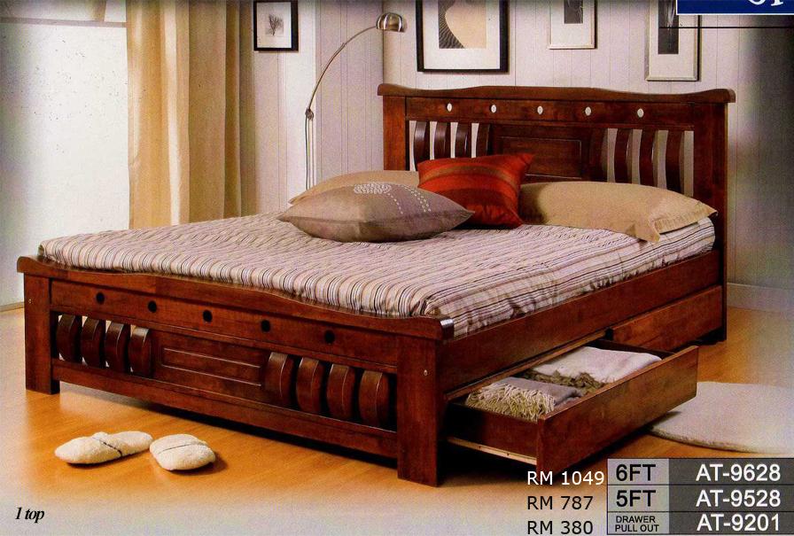 ATINA 9528 Wooden Queen Bed Frame With Drawers Kuala Lumpur, end time 