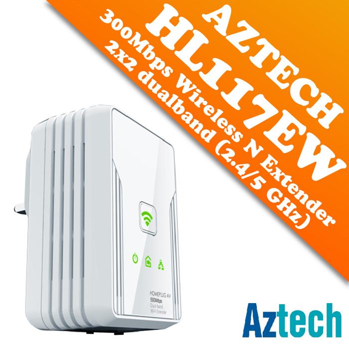 Aztech HL117EW 500Mbps HomePlug AV Ethernet Adapter [2.4GHz or 5GHz]