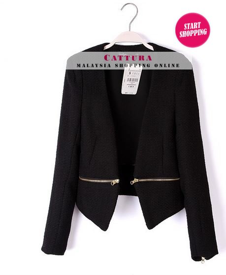 Blazer Zara European Original Zipper V Black