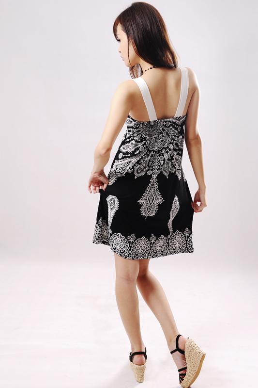 ~CANDELLILA~ Sleeveless Unique Batik Art Printed Dress EM107-BLK