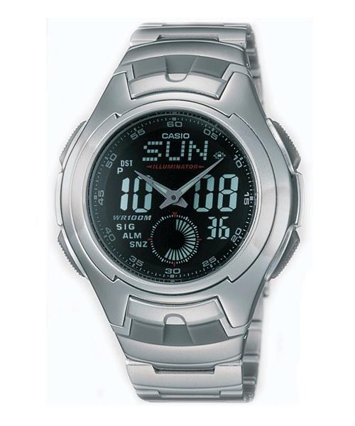 Casio AQ-160WD-1BV World Time EL Stainless Steel Watch with Warranty