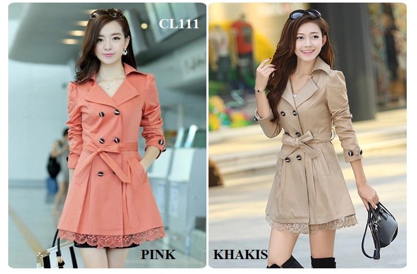 CL111 Korean Style Ladies Lace Coat / Long Winbreaker / Women Jacket