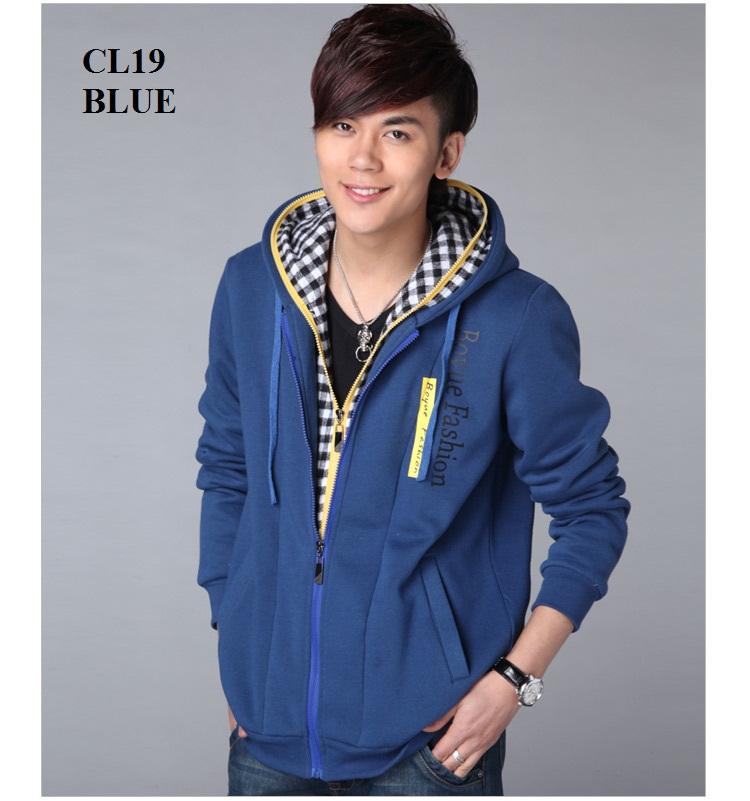CL19 Spring Fashion Korean Slim Sweater Men's Cardigan Hooded Jacket 
