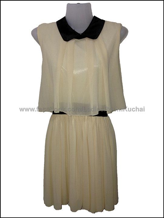 Clearance Sale-Yellow Beige Upper Flare Dress-LadiesRoomKuchai