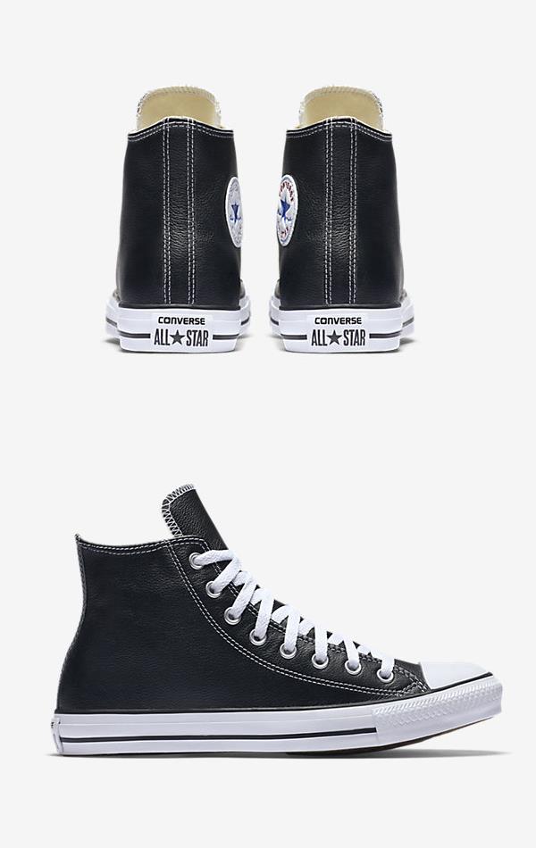 CONVERSE CHUCK TAYLOR ALL STAR LEATHER HIGH TOP BLACK 