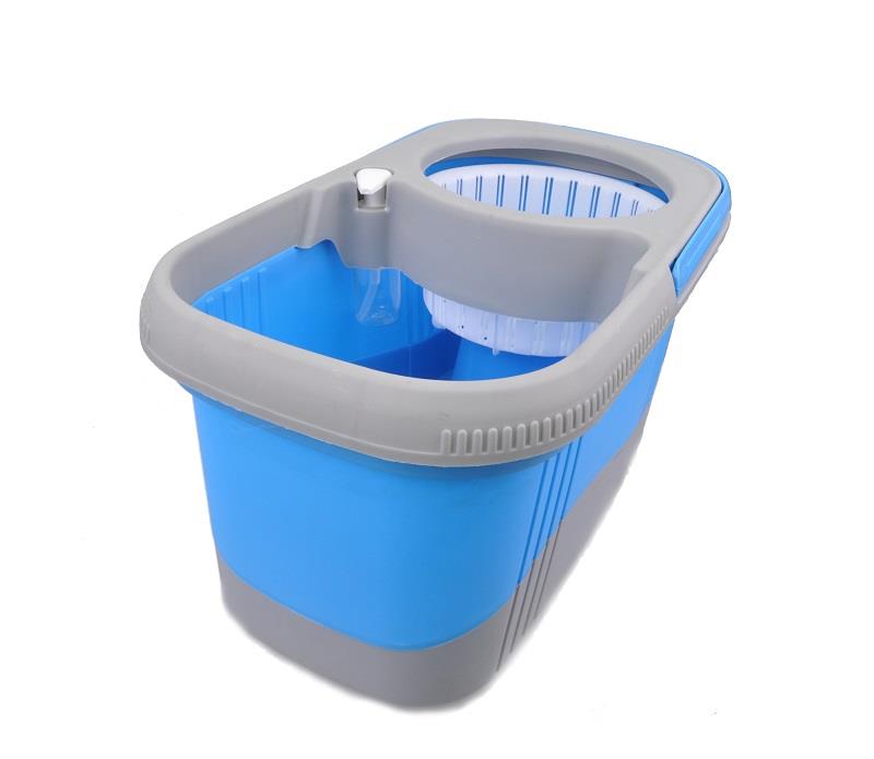 DAISU MAGIC Twin Colour Microfibre 360° Spin Mop Set (2 Mop Head) Blue