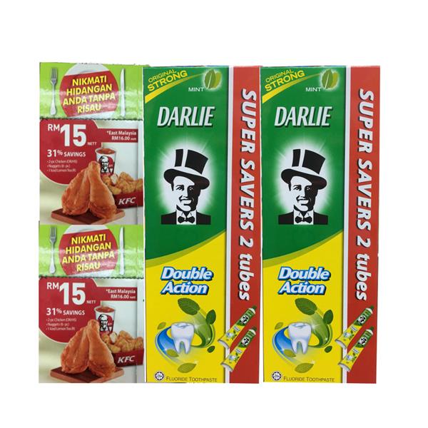 Darlie Double Action Toothpaste 4X225g Free 2 Sets KFC 31% Voucher