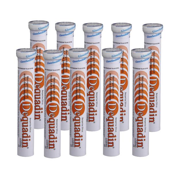 DEQUADIN Lozenges Tubes 24's (Sore Throat Relief) X 10 bottles