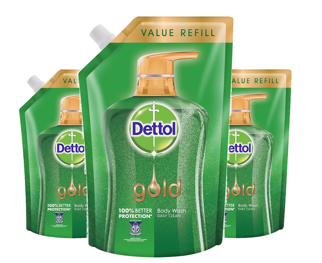 Dettol Gold Shower Gel Daily Clean Gel 950ml X 3 packs