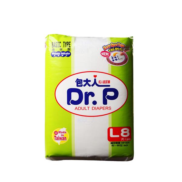 Dr P Basic Adult Diapers L Size 8s X 4 packs