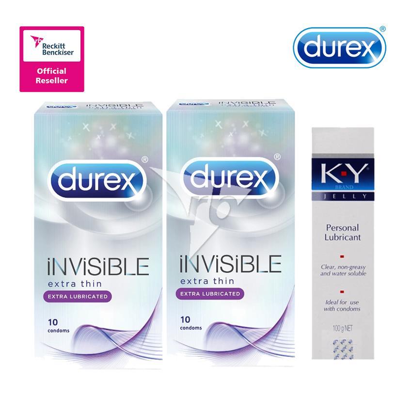 Durex Invisible Extra Lubricated  10's X 2 +Durex K-Y Jelly 100g
