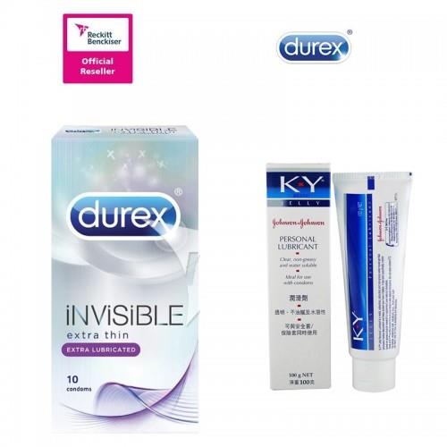 DUREX INVISIBLE EXTRA LUBRICATED CONDOMS 10s + KY JELLY 100G